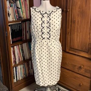 Boden Navy and White Polka Dot Dress